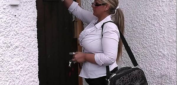  Working big tits woman takes it from behind